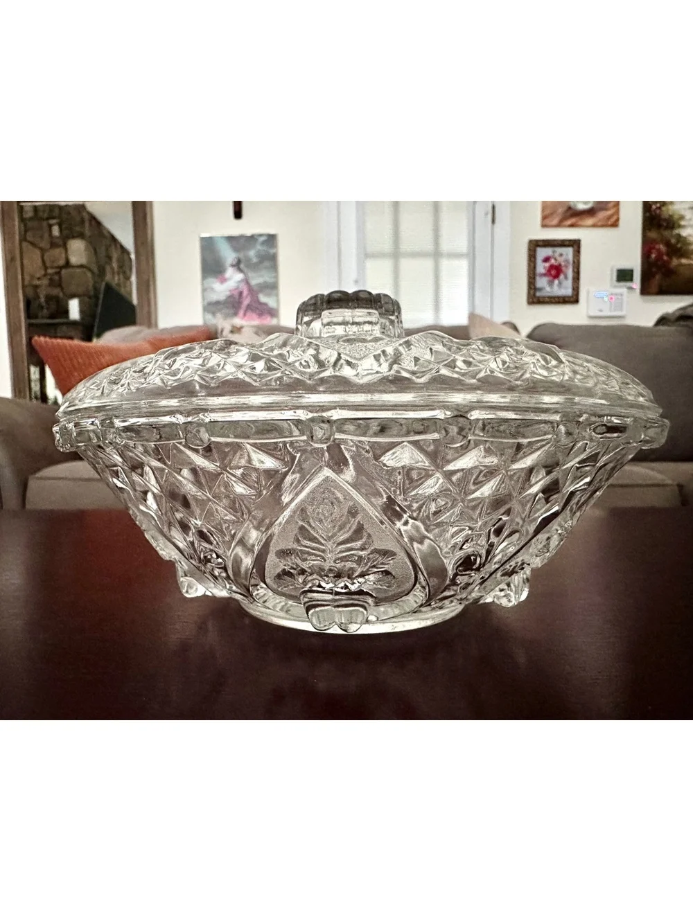 Vintage KIG Malaysia Clear Pressed Glass Candy Dish with a Lid